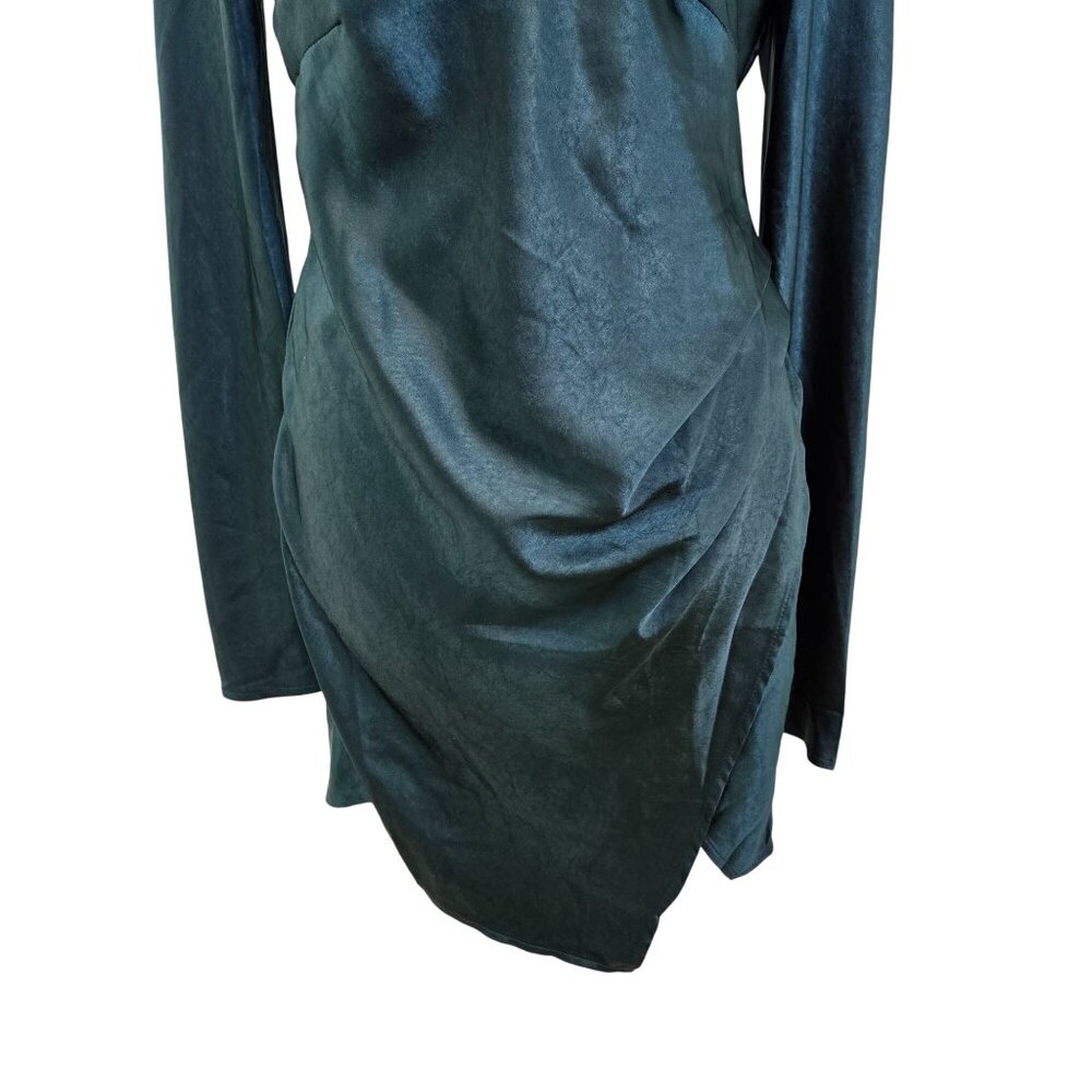 Saints + Secrets Satin Open Back Asymmetrical Hem Mini Dress Size Small - Picture 6 of 9